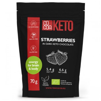 Cocoa | Truskawki liofilizowane w czekoladzie keto bez dodatku cukru bezglutenowe BIO 70g