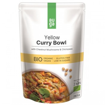 Auga | Danie żółte curry z brązowymi pieczarkami i ciecierzycą bezglutenowe BIO 283g