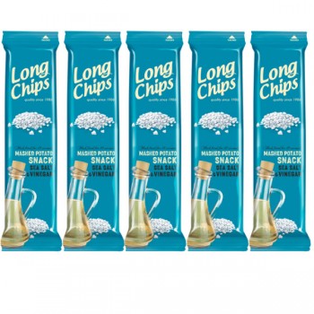 Long Chips | 5x Chipsy ziemniaczane o smaku soli morskiej z octem 75g