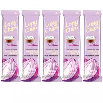 Long Chips | 5x Chipsy ziemniaczane o smaky śmietany z cebulką 75g