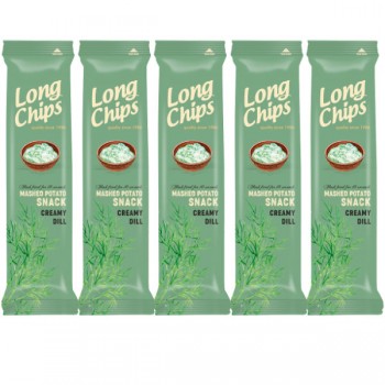 Long Chips | 5x Chipsy ziemniaczane o smaku kwaśnej śmietany z koperkiem 75g