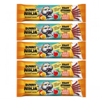 Bunny Ninja | 5x Fruit Straws przekąska owocowa o smaku jabłko-mango 16g