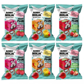 Bunny Ninja | 6x Fruit Fluk o smaku (jabłko-truskawka 15g, jabłko-mango 15g, jabłko-malina 15g)