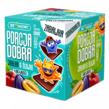 Porcja Dobra | Kostka z niespodzianką przekąska jabłkowo - śliwkowa + zabawka 16g