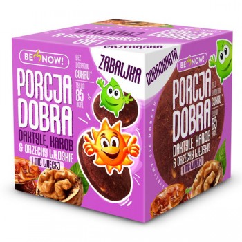 Porcja Dobra | Kostka z niespodzianką przekąska daktylowo - orzechowa z karobem + zabawka 25g