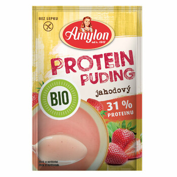 Amylon | Budyń proteinowy truskawkowy bez dodatku cukru bezglutenowy BIO 45g