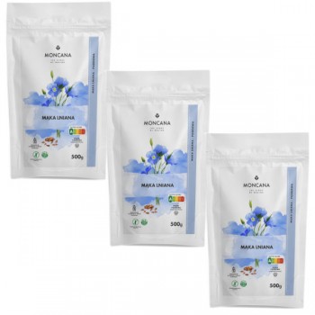 Moncana | 3x Bezglutenowa pudrowa mąka lniana 500g