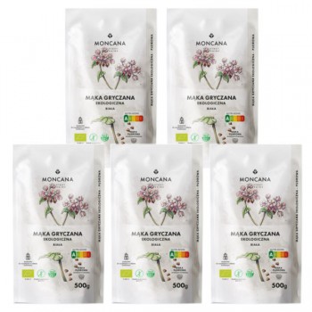 Moncana | 5x Ekologiczna bezglutenowa pudrowa mąka gryczana biała 500g