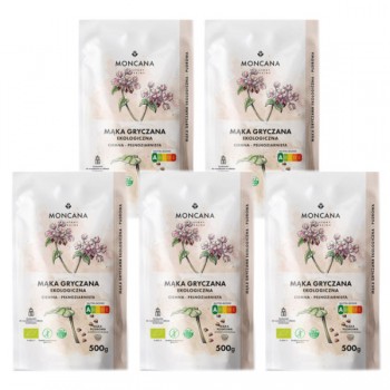 Moncana | 5x Pudrowa mąka gryczana pełnoziarnista bezglutenowa BIO 500g
