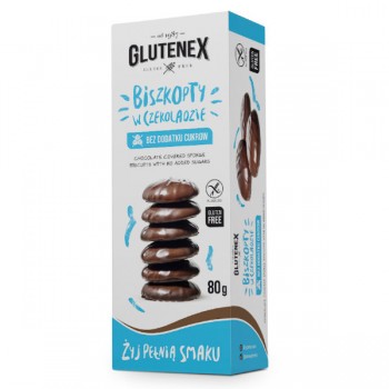 Glutenex | Biszkopty w czekoladzie bez dodatku cukru bezglutenowe 80g