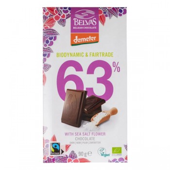 Belvas | Czekolada gorzka z solą morską fair trade demeter BIO 90g
