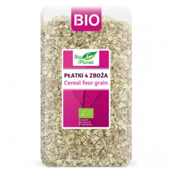 Bio Planet | Płatki 4 zboża (orkisz, owies, jęczmień, żyto) BIO 600g