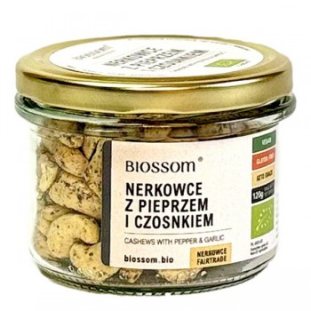 Biossom | Orzechy nerkowca z pieprzem i czosnkiem bezglutenowe BIO 120g