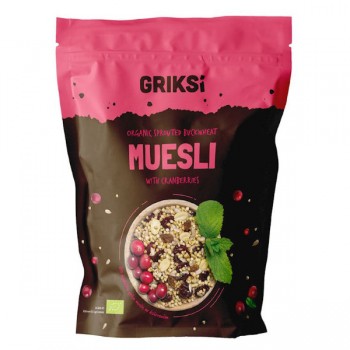 Griksi | Musli ze skiełkowaną gryką i żurawiną raw bezglutenowe BIO 200g