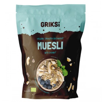 Griksi | Musli ze skiełkowaną gryką i kokosem raw bez dodatku cukru bezglutenowe BIO 200g