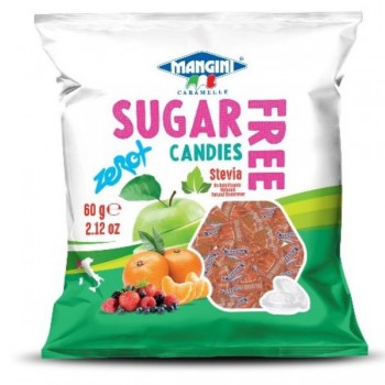 Mangini | Cukierki o smaku zielonego jabłka ze stewią bez cukru 60g