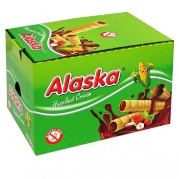 Alaska | 48x Rurki kukurydziane nadziewane kremem o smaku orzechów laskowych bezglutenowe 18g