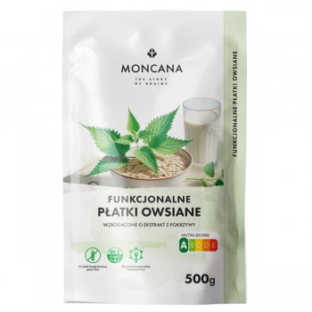 Moncana | Funkcjonalne płatki owsiane bezglutenowe wzbogacone o ekstrakt z pokrzywy 500g