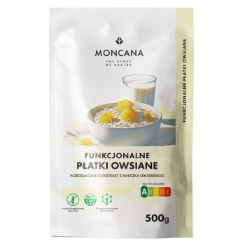 Moncana | Funkcjonalne płatki owsiane bezglutenowe wzbogacone o ekstrakt z mniszka lekarskiego 500g