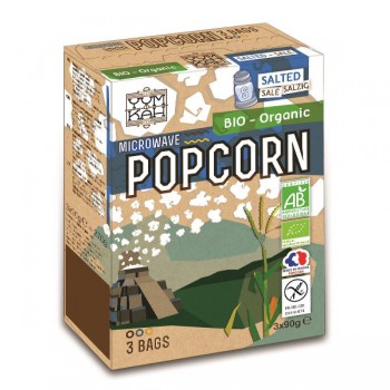 Natais | Popcorn z solą do przygotowania w mikrofalówce bezglutenowy BIO (3x90g) 270g