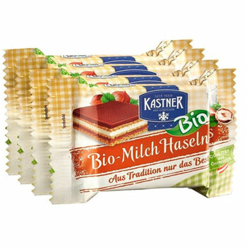 Kastner | Wafelek z kremem mlecznym i orzechami laskowymi BIO 4x25g