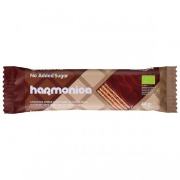 Harmonica | Wafelek z samopszy z kremem mleczno - kakaowym w polewie z mlecznej czekolady bez dodatku cukru BIO 40g