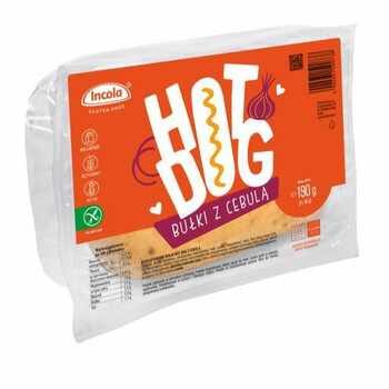 Incola | Bezglutenowe bułki Hot Dog z suszoną cebulą (2x 65g) 130g