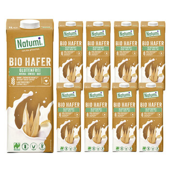 Natumi | 8x Napój owsiany bez dodatku cukrów bezglutenowy BIO 1L