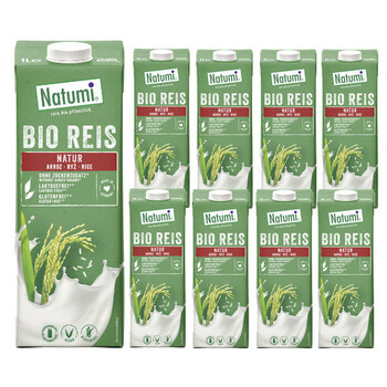 Natumi | 8x Napój ryżowy bez dodatku cukrów bezglutenowy BIO 1L