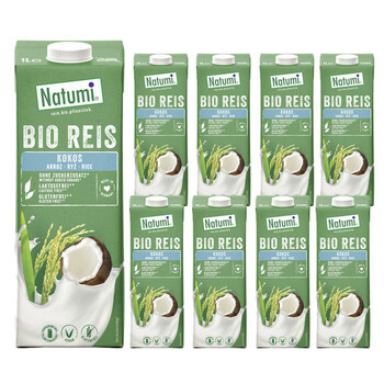 Natumi | 8x Napój ryżowo - kokosowy bez dodatku cukrów bezglutenowy BIO 1L 