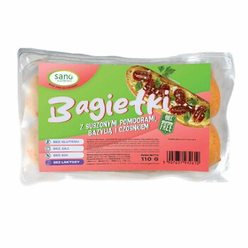Sano Gluten Free | Bezglutenowe Bagietki z suszonymi pomidorami, bazylią i czosnkiem (2x55g) 110g