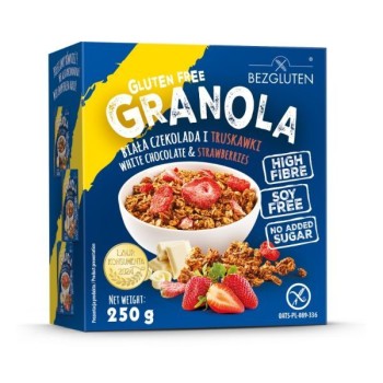 Bezgluten | Bezglutenowa granola biała czekolada i truskawki 250g