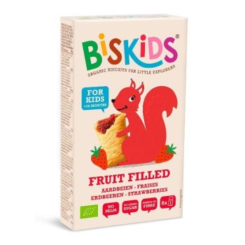 Biskids | Ciasteczka z nadzieniem truskawkowym od 3 roku BIO 120g
