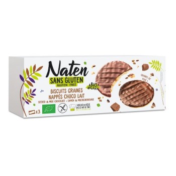 Naten | Bezglutenowe ciastka z nasionami oblane czekoladą mleczną BIO 150g