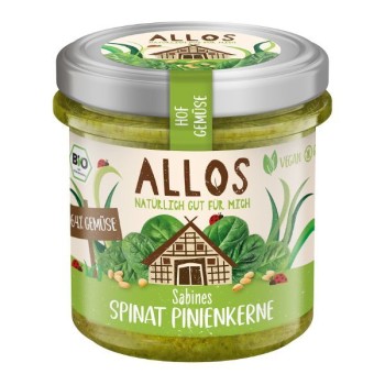 Allos | Pasta warzywna ze szpinakiem i orzeszkami piniowymi bezglutenowa  BIO 135g