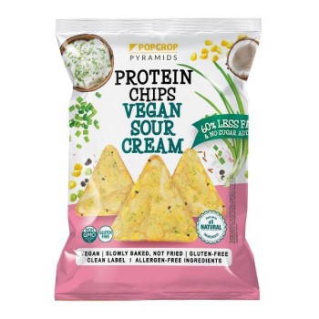 PopCrop | Bezglutenowe chrupki piramidki proteinowe o smaku kwaśnej śmietany ze szczypiorkiem 60g