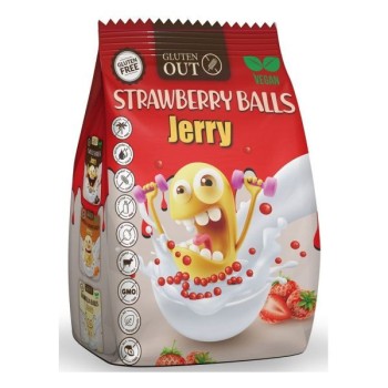 Jerry | Bezglutenowe kulki zbożowe truskawkowe 375g