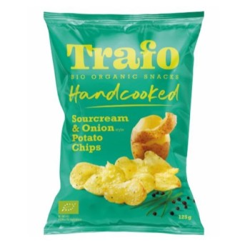 Trafo | Chipsy ziemniaczane cienko krojone o smaku śmietankowo-cebulowym BIO 125g