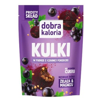 Dobra Kaloria | Kulki owocowo-orzechowe w pudrze z czarnej porzeczki bez dodatku cukru 65g
