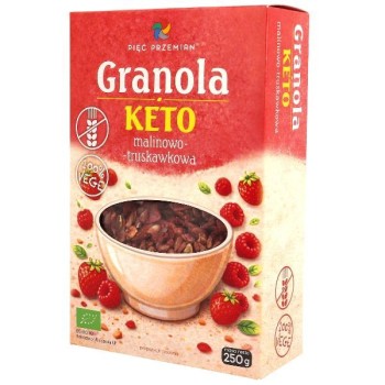 Pięć Przemian | Bezglutenowa keto granola malinowo–truskawkowa BIO 250g