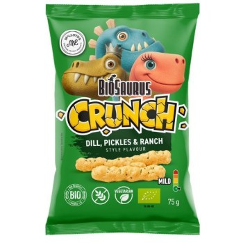 BioSaurus | Bezglutenowe chrupki kukurydziane crunch o smaku koperek-pikle-sos ranczerski BIO 75g