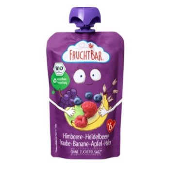 Fruchtbar | Mus malina-borówka-winogrono-banan-jabłko-owies BIO 100g