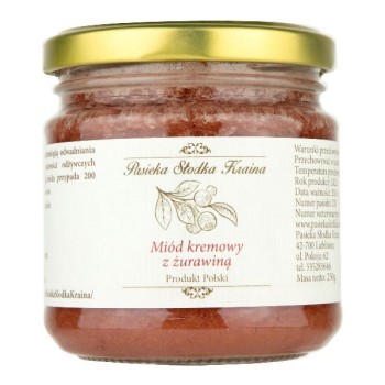 Pasieka Słodka Kraina | Miód kremowy z żurawiną 250g