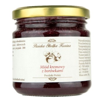 Pasieka Słodka Kraina | Miód kremowy z borówkami 250g