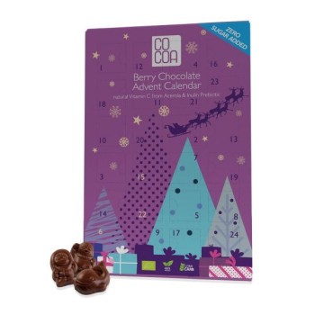 Cocoa | Kalendarz Adwentowy z czekolady jagodowej z witaminą C z aceroli BIO 180g