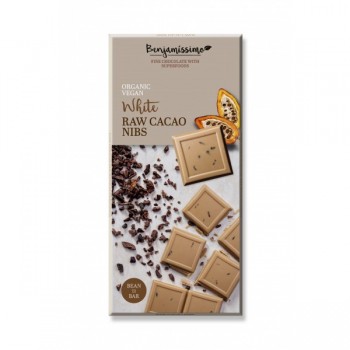 BioBenjamin | Bezglutenowa czekolada wegańska biała z kruszonym kakao BIO 70g