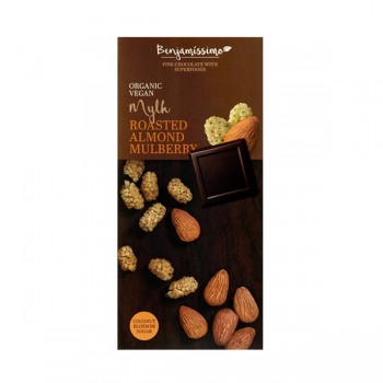 BioBenjamin | Bezglutenowa czekolada z prażonymi migdałami i morwą BIO 70g