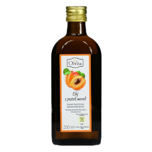 Olej z pestek moreli tłoczony na zimno nieoczyszczony 250ml