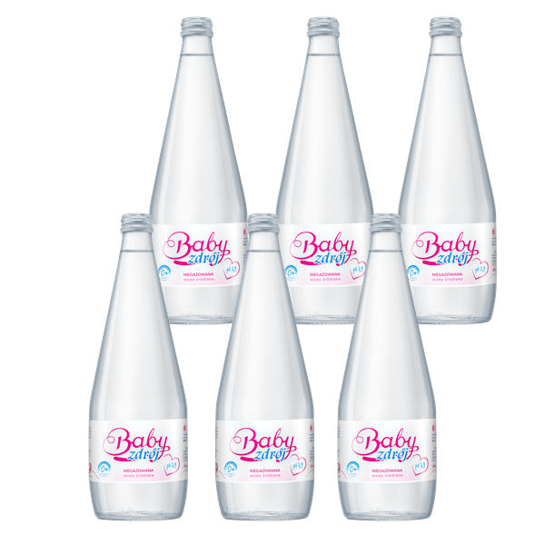6x Woda źródlana Baby Zdrój niegazowana 700ml (szklana butelka)